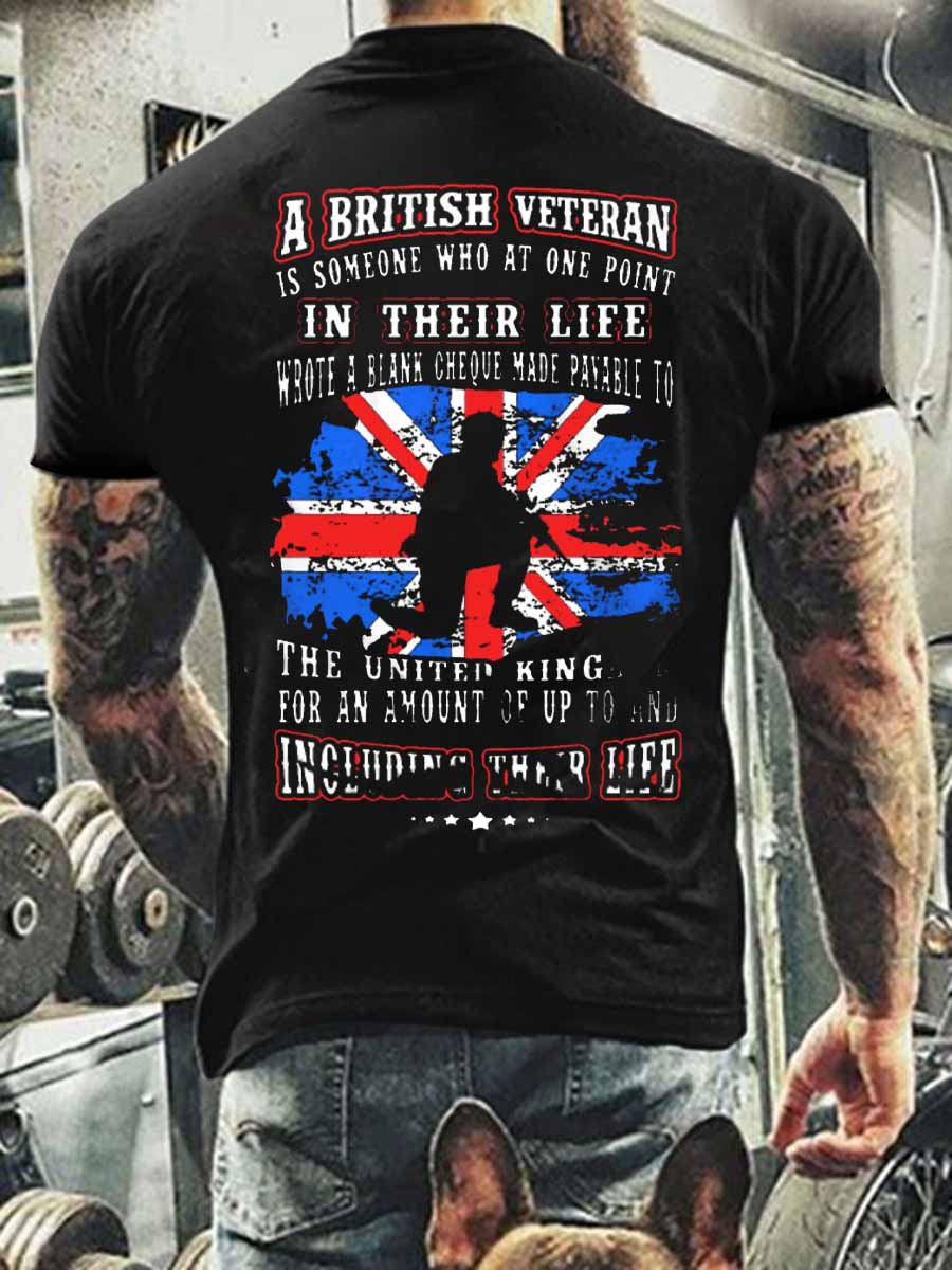 Men's Retro British Culture Art Print Casual Short Sleeve T-Shirt
