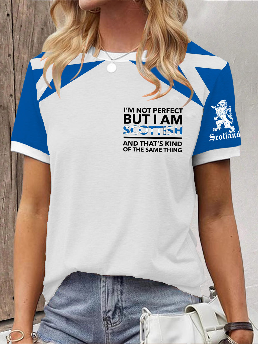 Women's Scottish Flag I Am Not Perfect But I Am Scottish That's About The Same Thing Short Sleeve T-Shirt