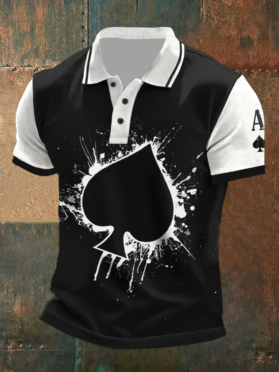 Men's Texas Hold'em Ace of Spades print tops