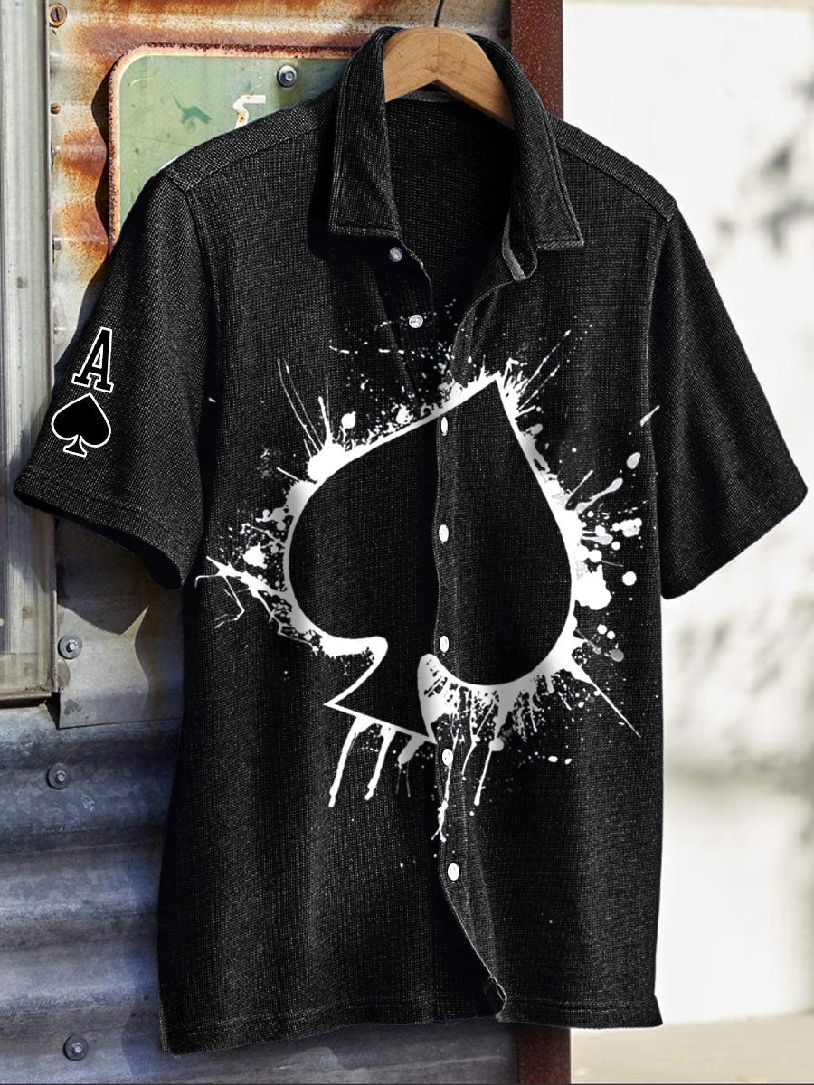 Men's Texas Hold'em Spade A Print Casual Shirts