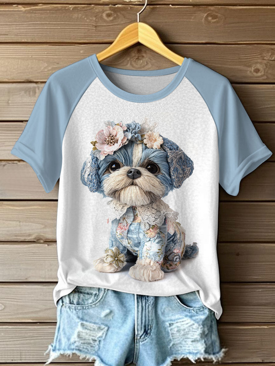 Women's Dog Print Casual T-Shirts