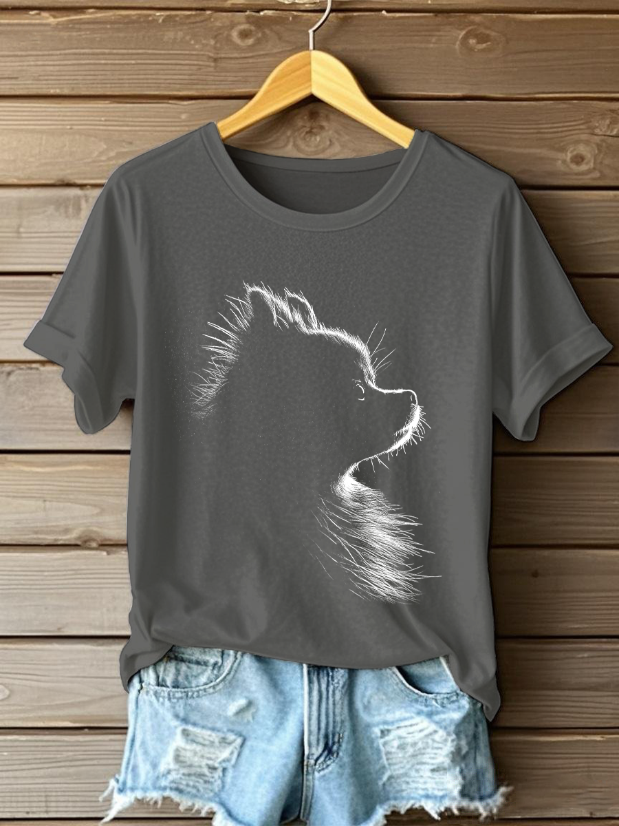 Women's Pomeranian Print Casual T-Shirt