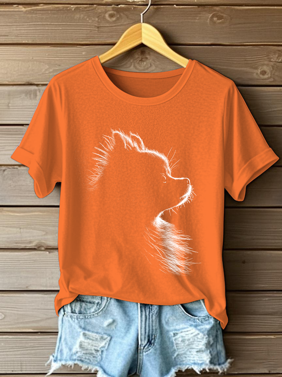 Women's Pomeranian Print Casual T-Shirt