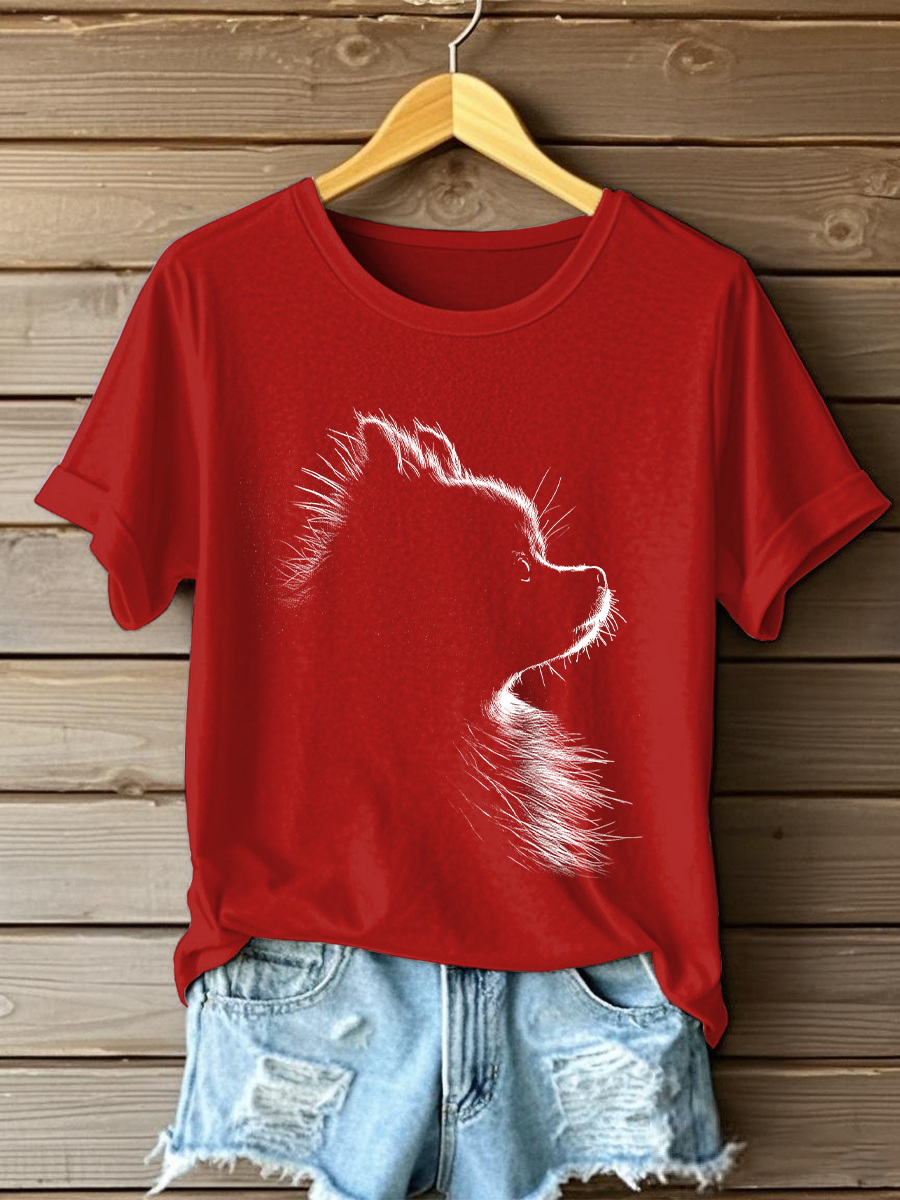 Women's Pomeranian Print Casual T-Shirt