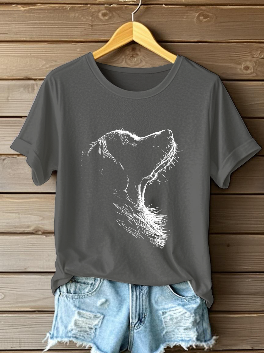 Women's Golden Retriever Printed Casual T-shirt