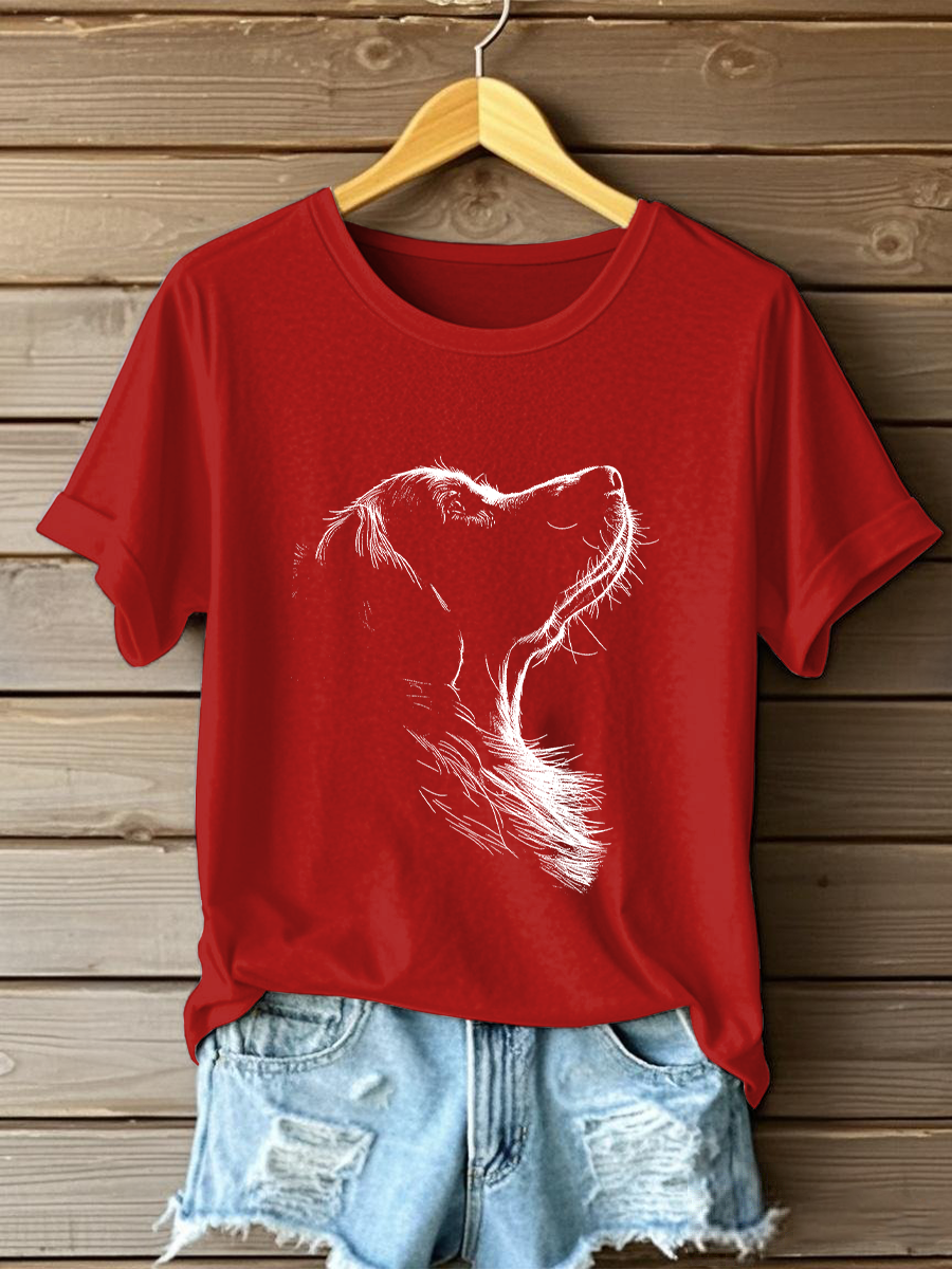 Women's Golden Retriever Printed Casual T-shirt