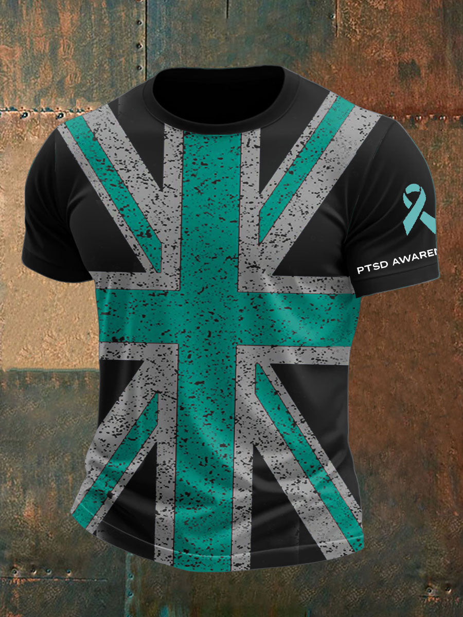 Men's UK PTSD Awareness Veteran Printed T-shirt