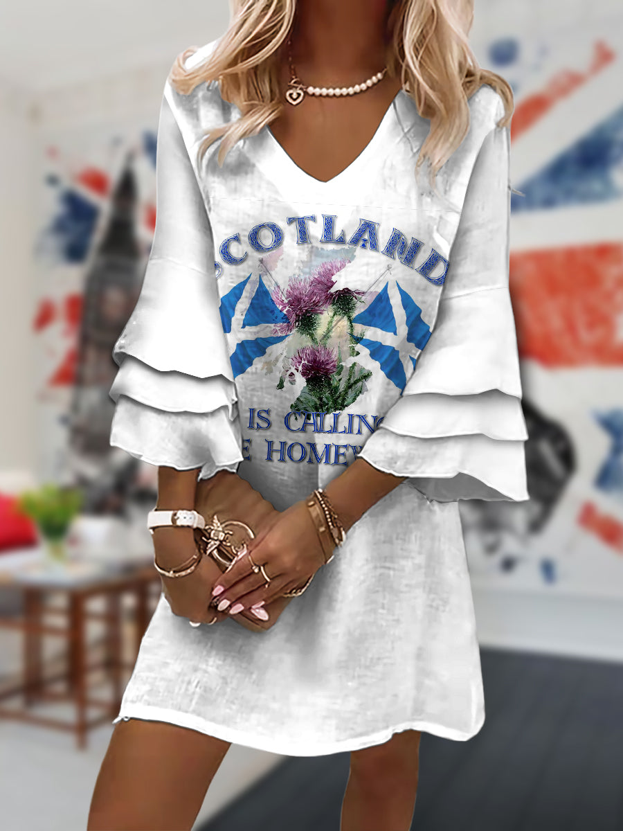 Women's Scotland Flag Print Casual Mini Dress