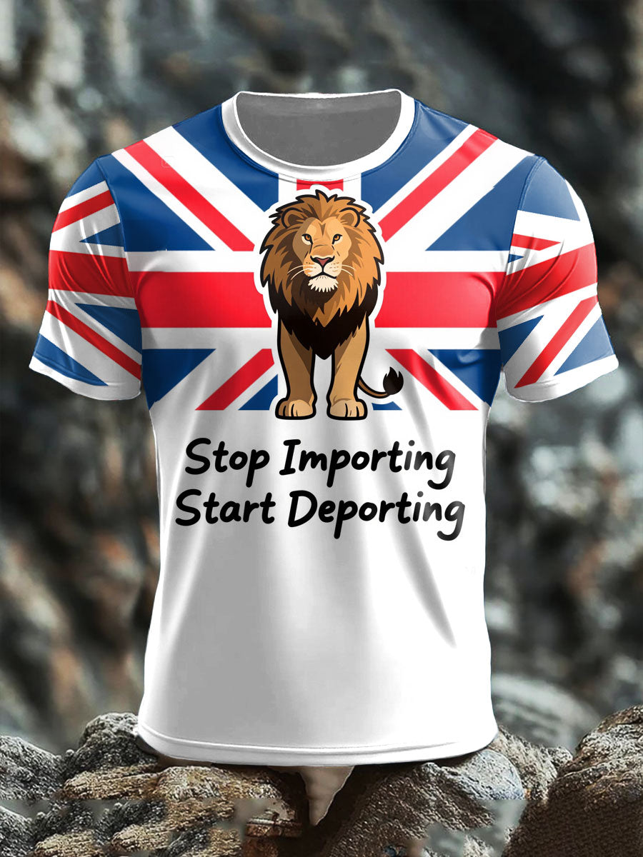 Men's UK Immigrant Stop Importing Start Deporting Printed T-shirt