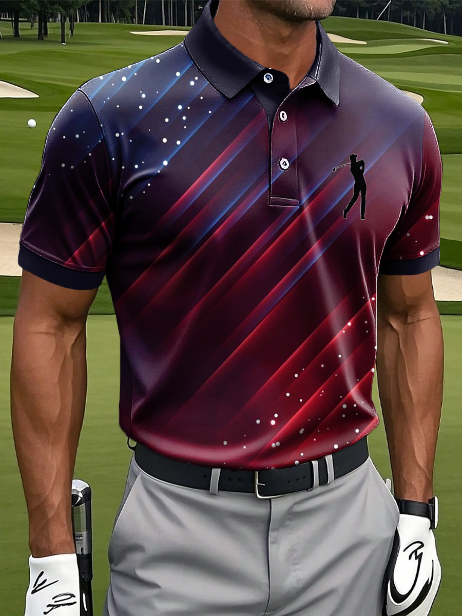 Men's Retro Abstract Texture Art Print Casual Business Polo Shirt