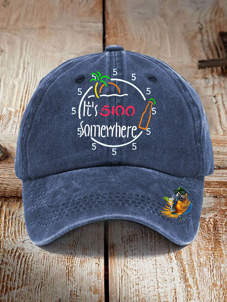 Unisex It's 5:00 Somewhere Print Hat
