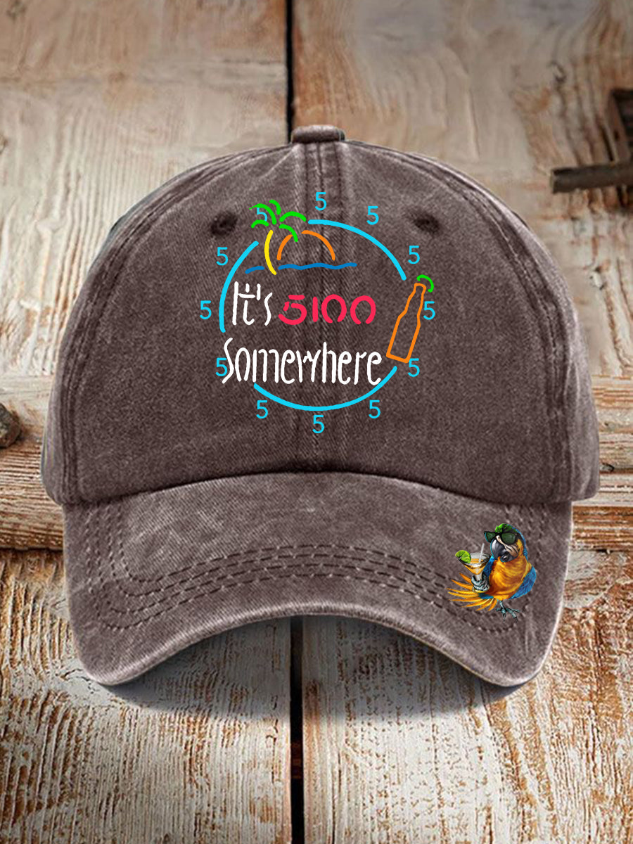 Unisex It's 5:00 Somewhere Print Hat