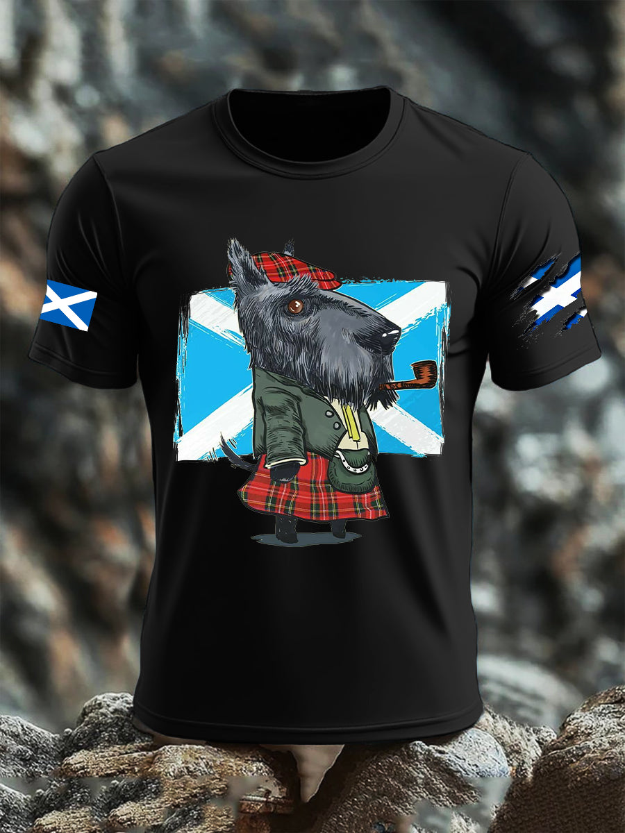 Men's Scottish Flag Scottish Terrier Short Sleeve T-shirt