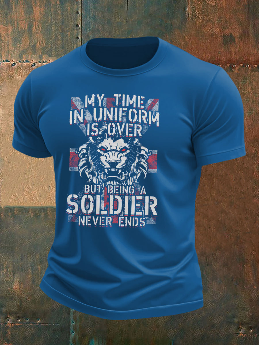 Men's british veteran imitation cotton short-sleeved T-shirt