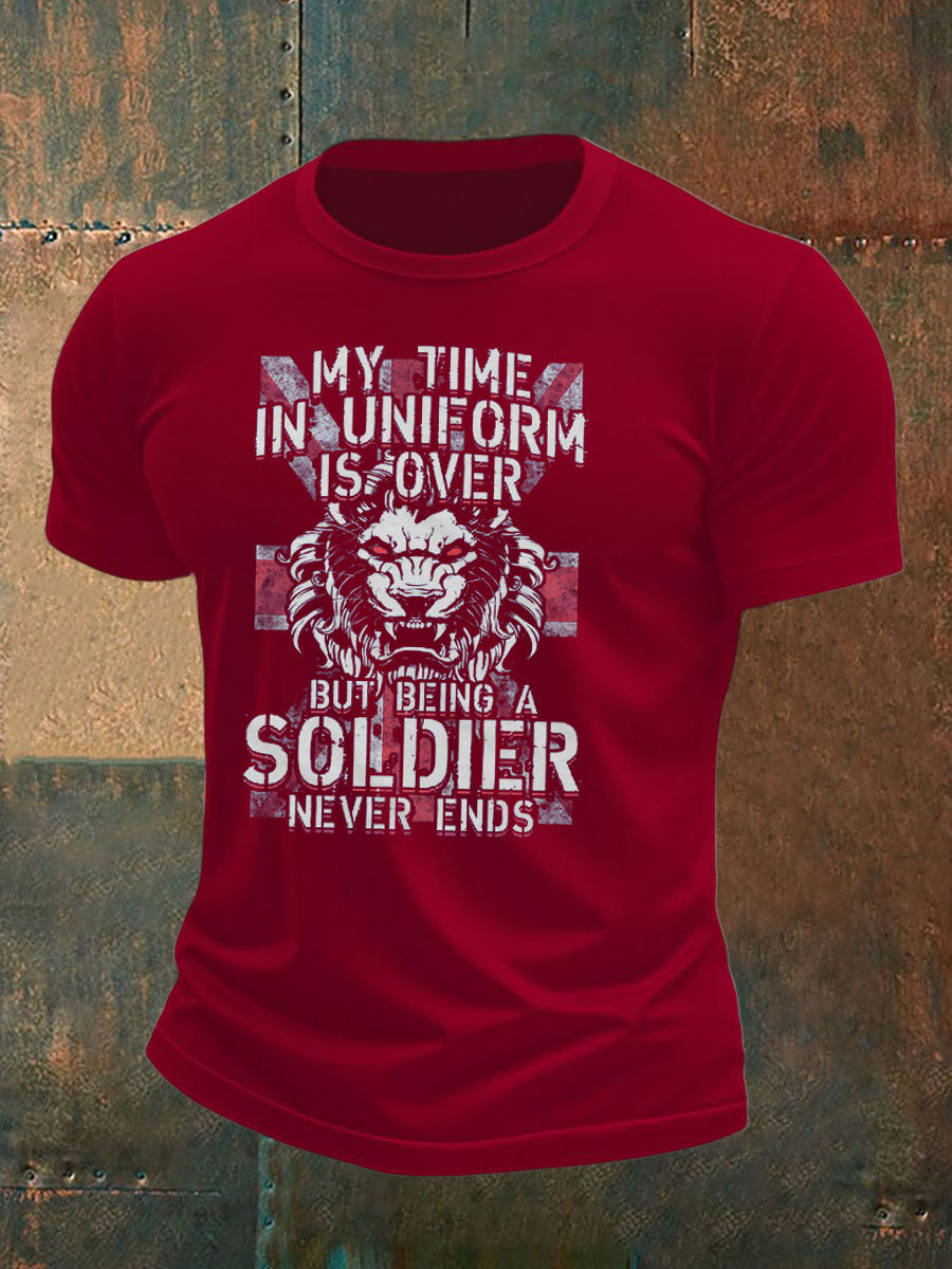 Men's british veteran imitation cotton short-sleeved T-shirt