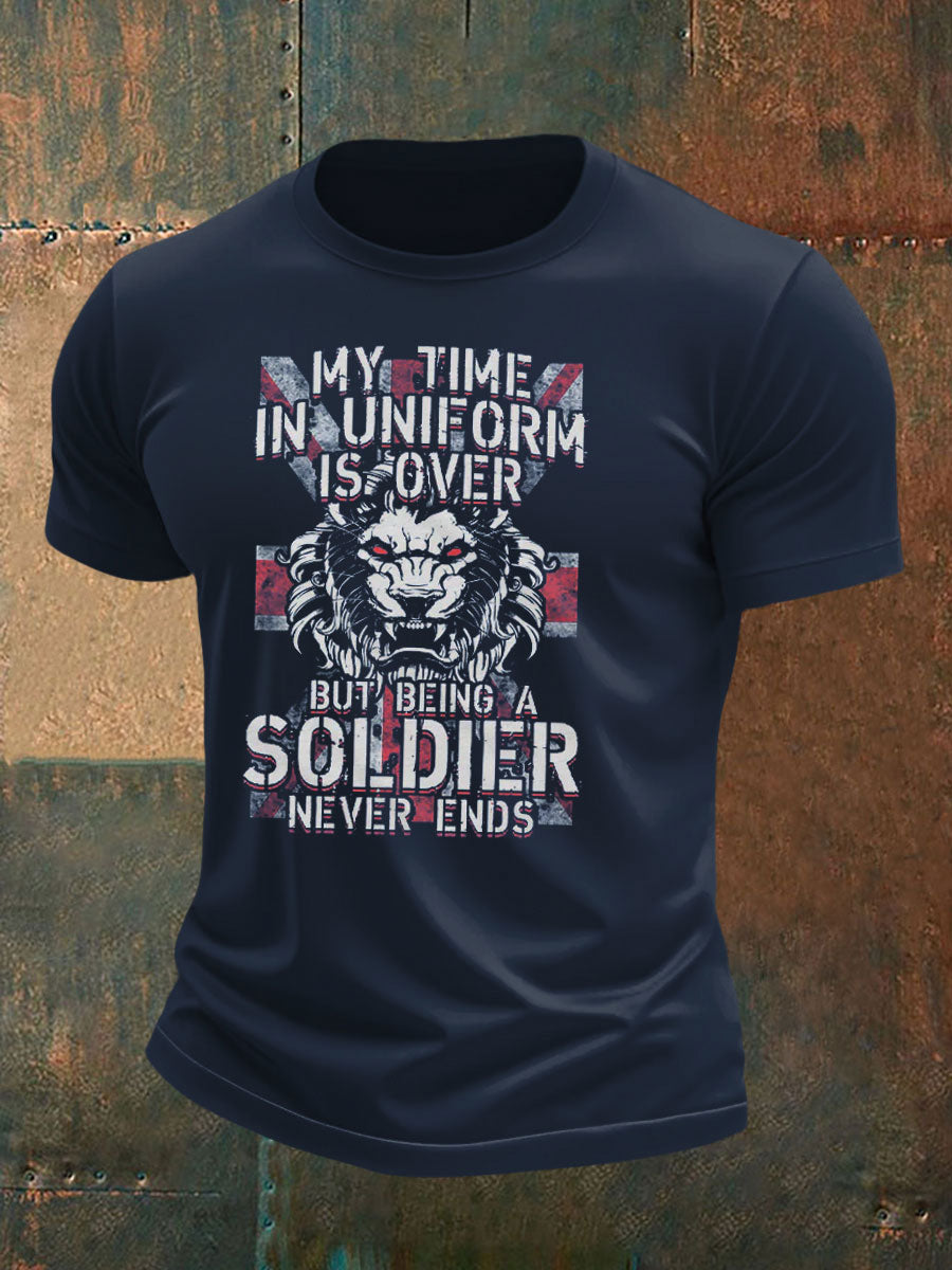 Men's british veteran imitation cotton short-sleeved T-shirt