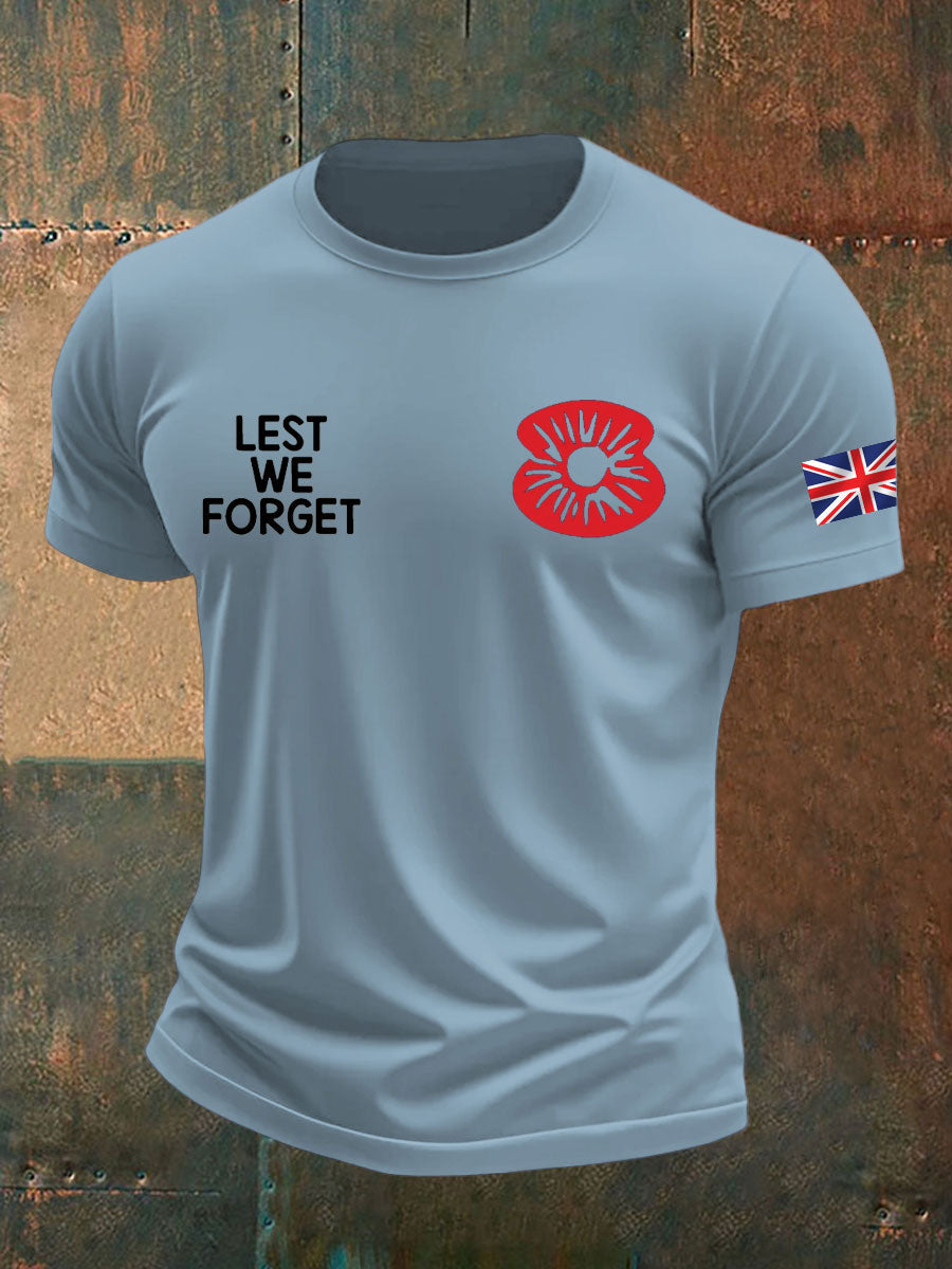 Men's British Veteran Printed imitation cotton short-sleeved T-shirt