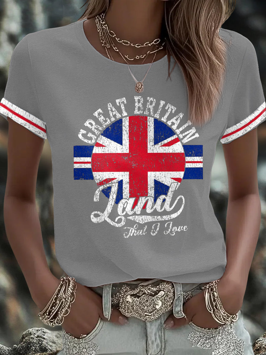 Women's UK Flag Art Printed T-shirt
