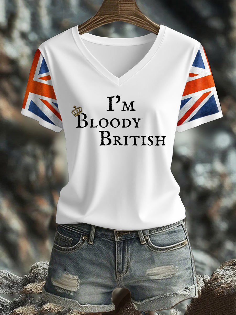Women's UK Flag Art Printed T-shirt