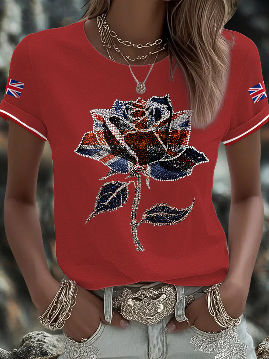 Women's UK Flag Art Printed T-shirt
