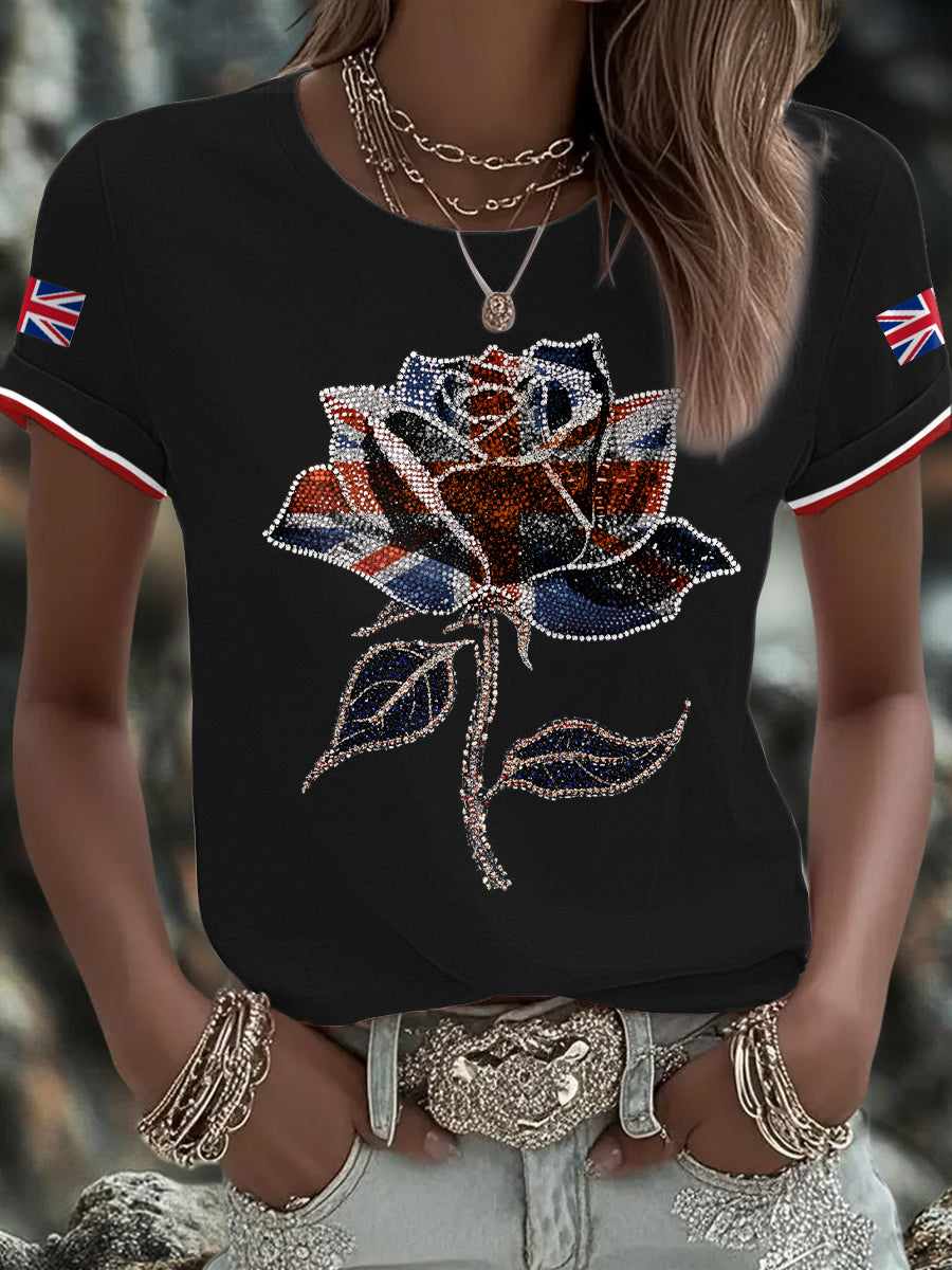 Women's UK Flag Art Printed T-shirt