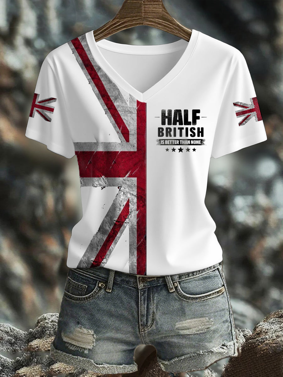Women's UK Flag Art Printed T-shirt