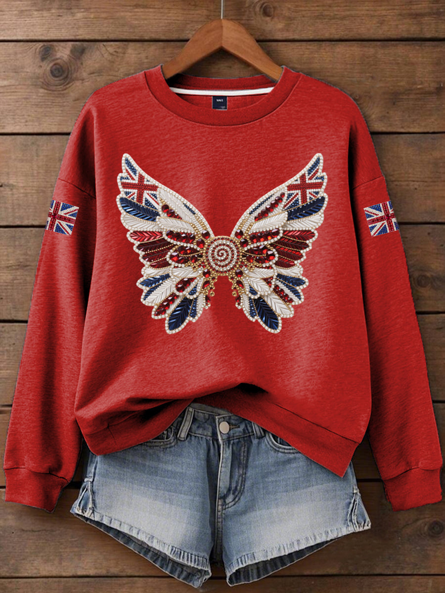 Women's British imitation diamond hot-drilling Printed Iron On Short Sleeve T-Shirt