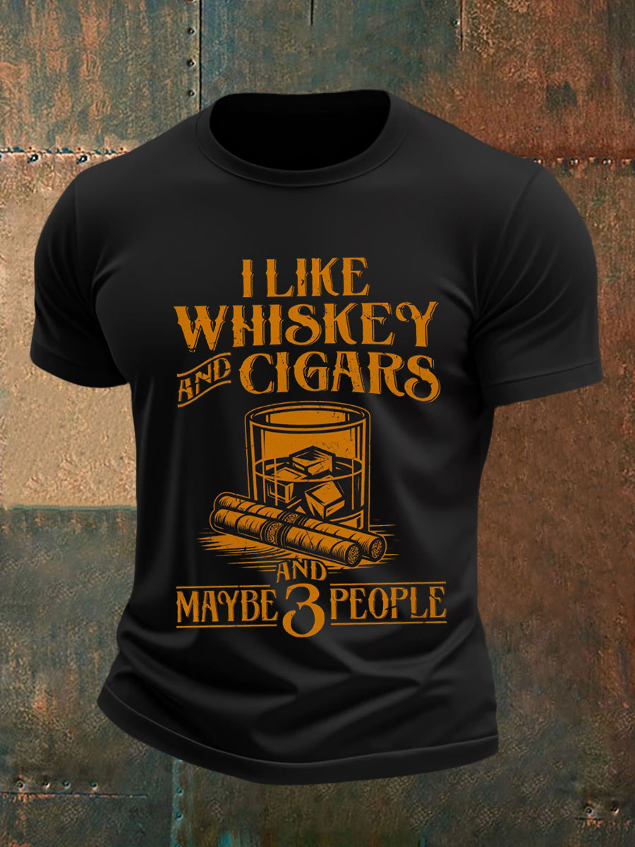 Men's I Like Whiskey And Cigars And Maybe 3 People Short-sleeved T-shirt