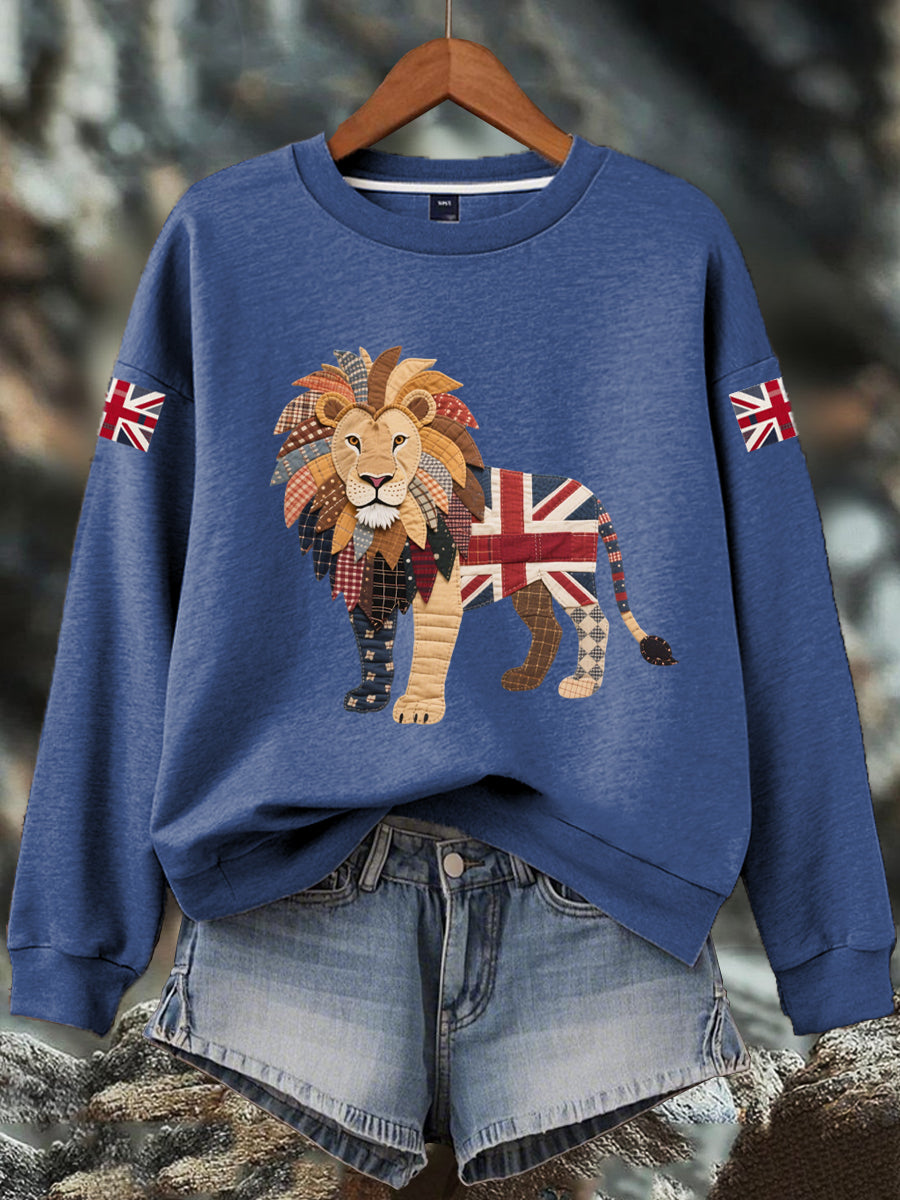 Women's British imitation diamond hot-drilling Print Sweatshirt