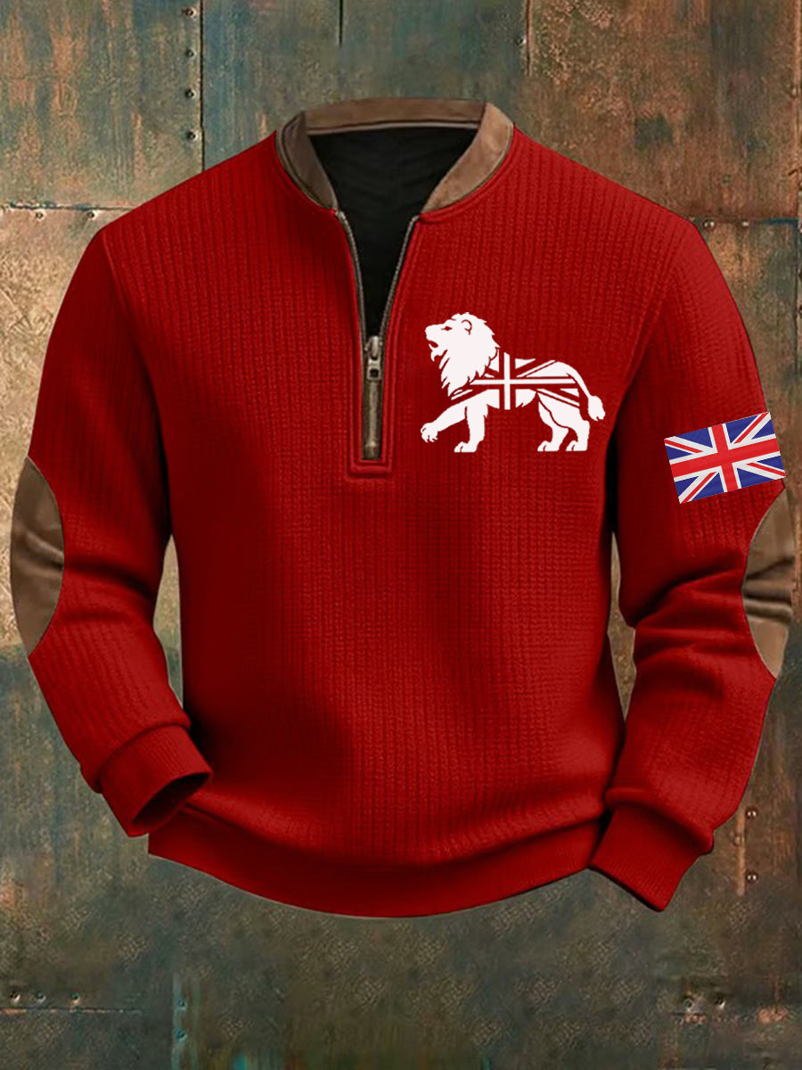 Men's Vintage England Flag Lion Printed Sweatshirt