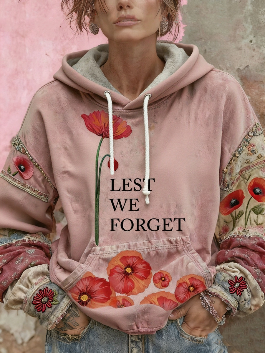 Women's British Remembrance Day poppy print hoodie