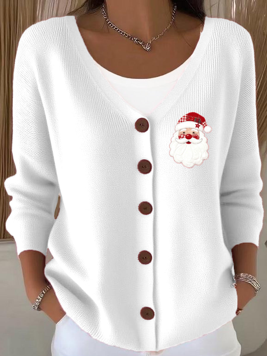 Women's Christmas Art Print Long Sleeve Sweater