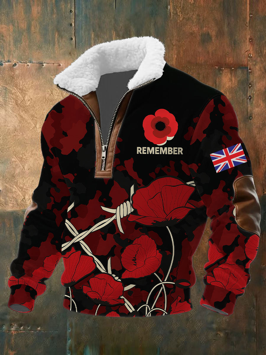 Men's Remembrance Day Lest We Forget Printed Sweatshirt