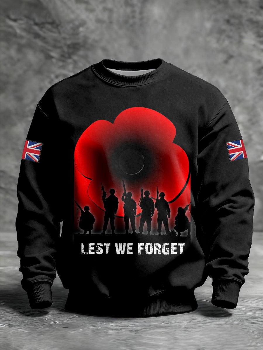 Men's Remembrance Day Lest We Forget Printed Sweatshirt