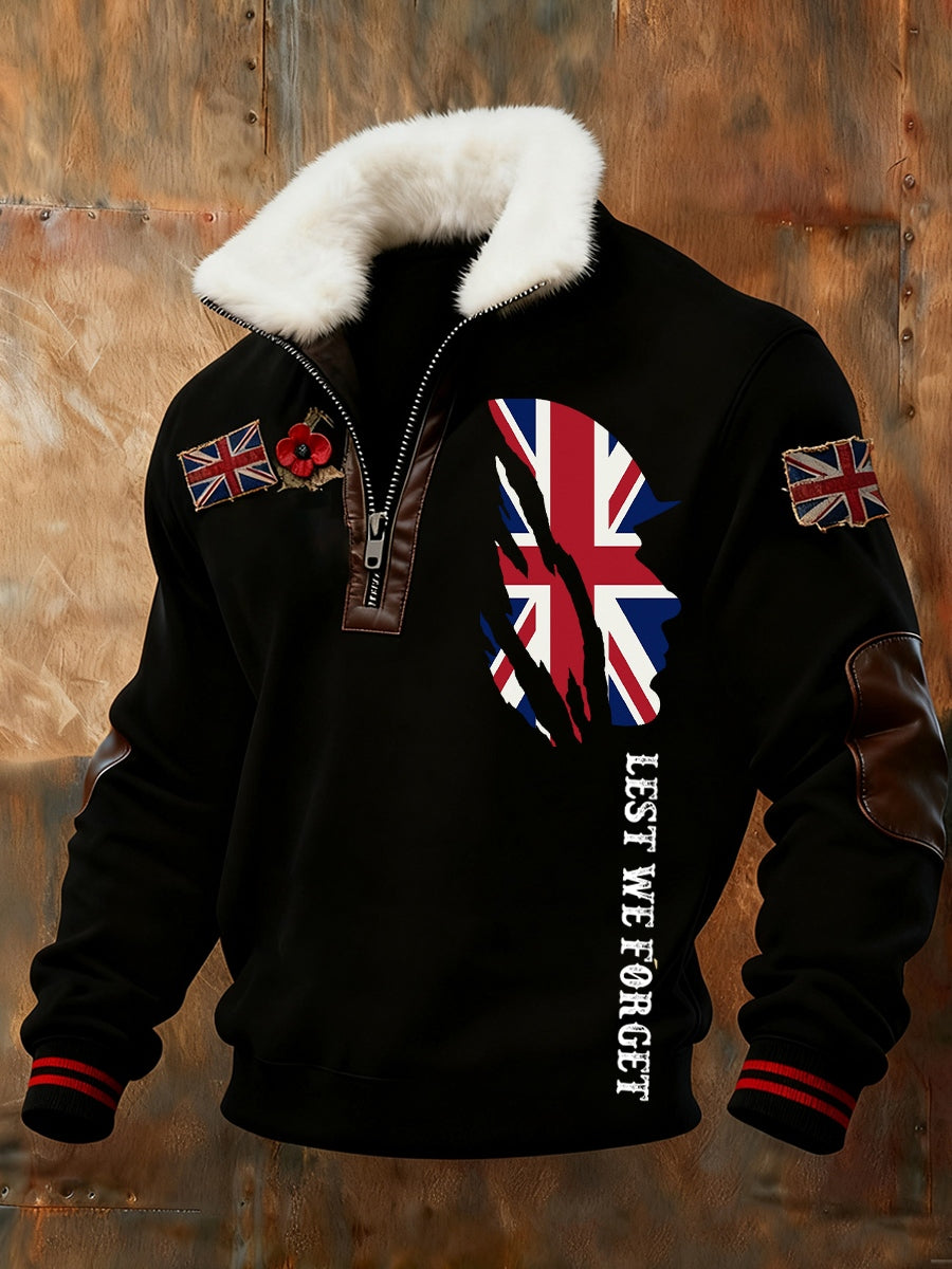 Men's Memorial Day "Forget Me Not" Poppy Fur Collar