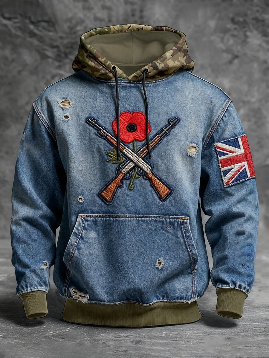 Men's Remembrance Day "Forget Me Not" Poppy Hoodie