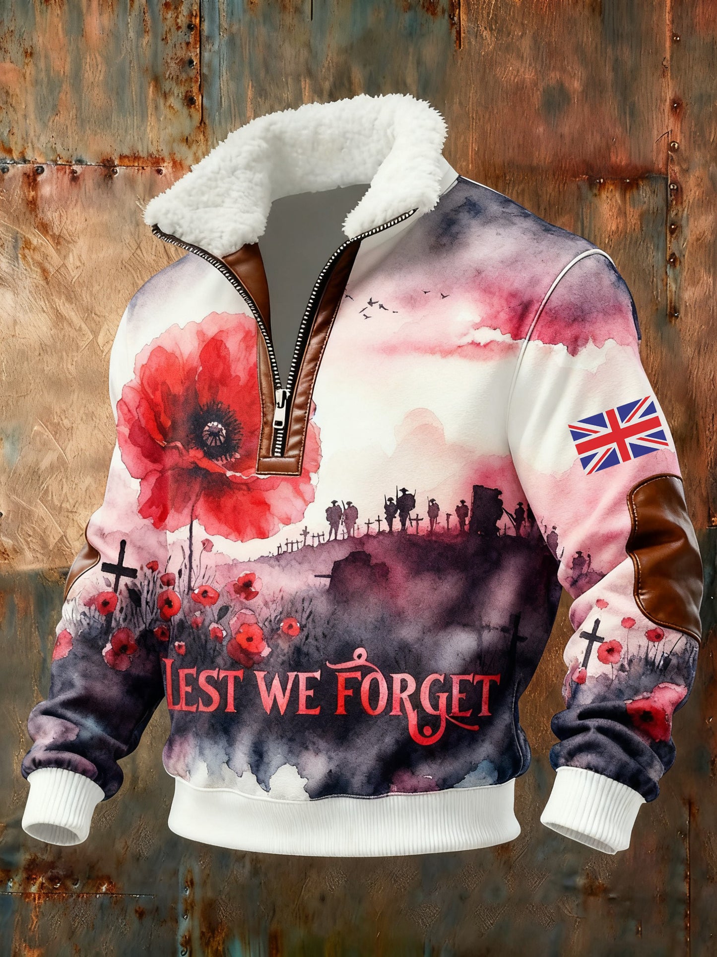 Men's Remembrance Day Lest We Forget Printed Sweatshirt