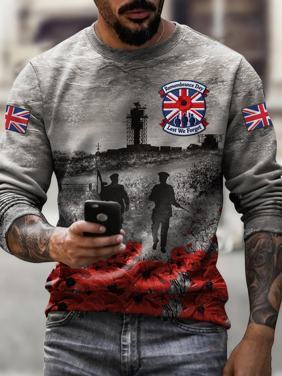 Men's Remembrance Day Print Crew Neck Sweatshirt
