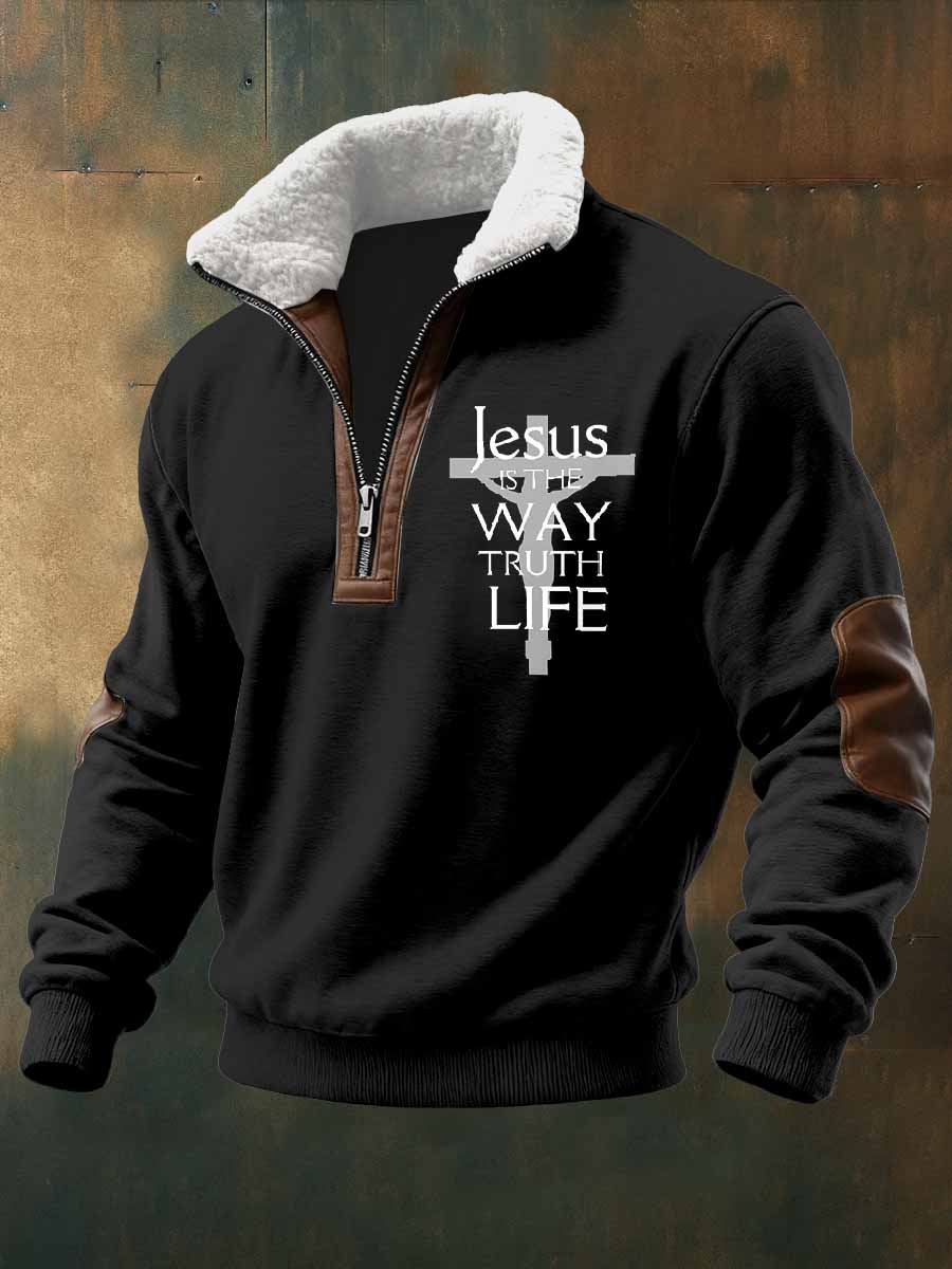 Retro Faith Print Casual Hooded Sweatshirt