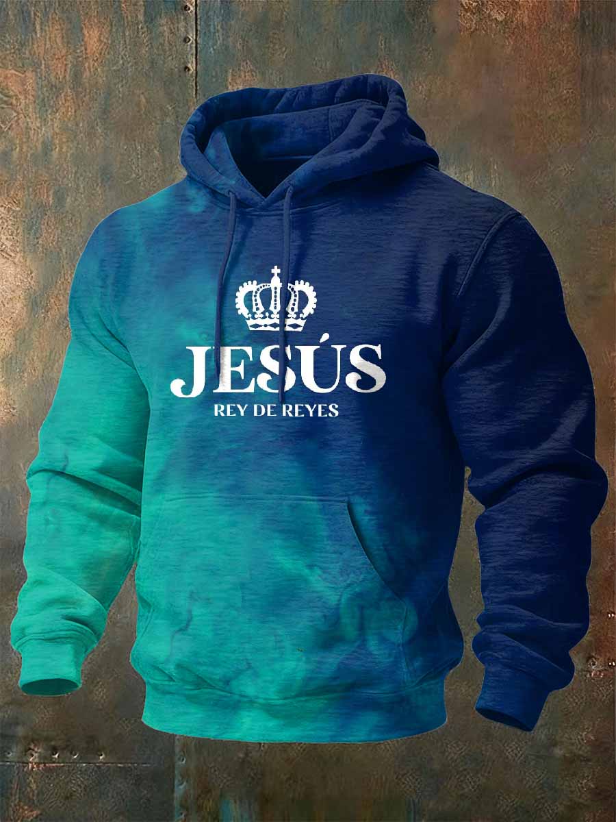 Retro Faith Print Casual Hooded Sweatshirt