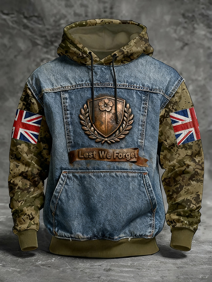 Men's Remembrance Day Lest We Forget Hoodie with Pockets