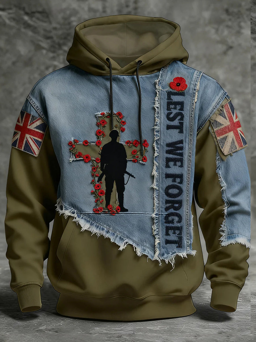 Men's Remembrance Day Lest We Forget Hoodie with Pockets