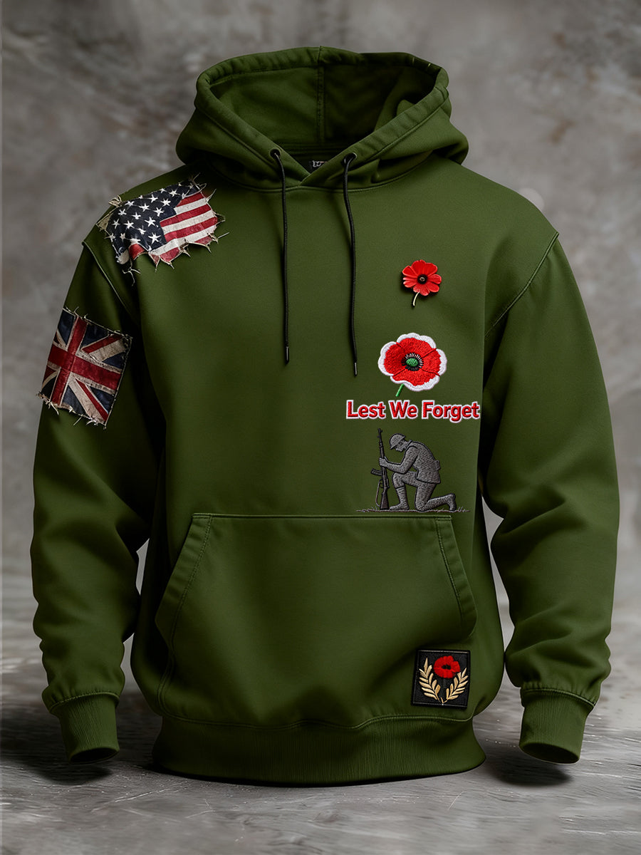 Men's Remembrance Day "Forget Me Not" Poppy Hoodie