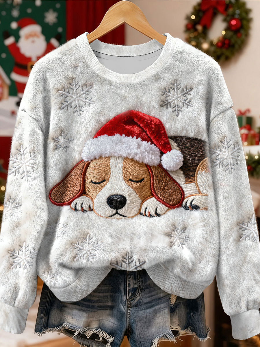 Women's Christmas Art Print Casual Sweatshirt