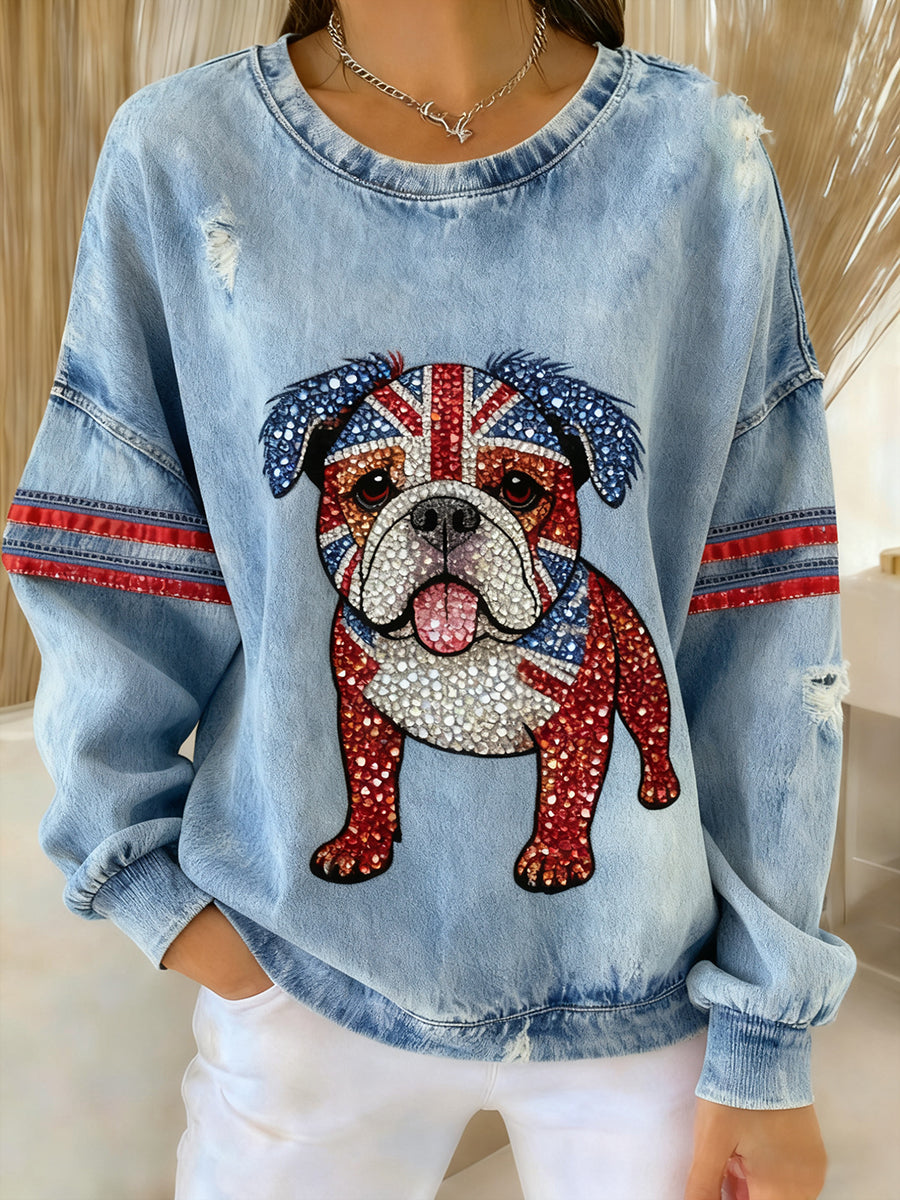 Women's British Style Printed Casual Sweatshirt