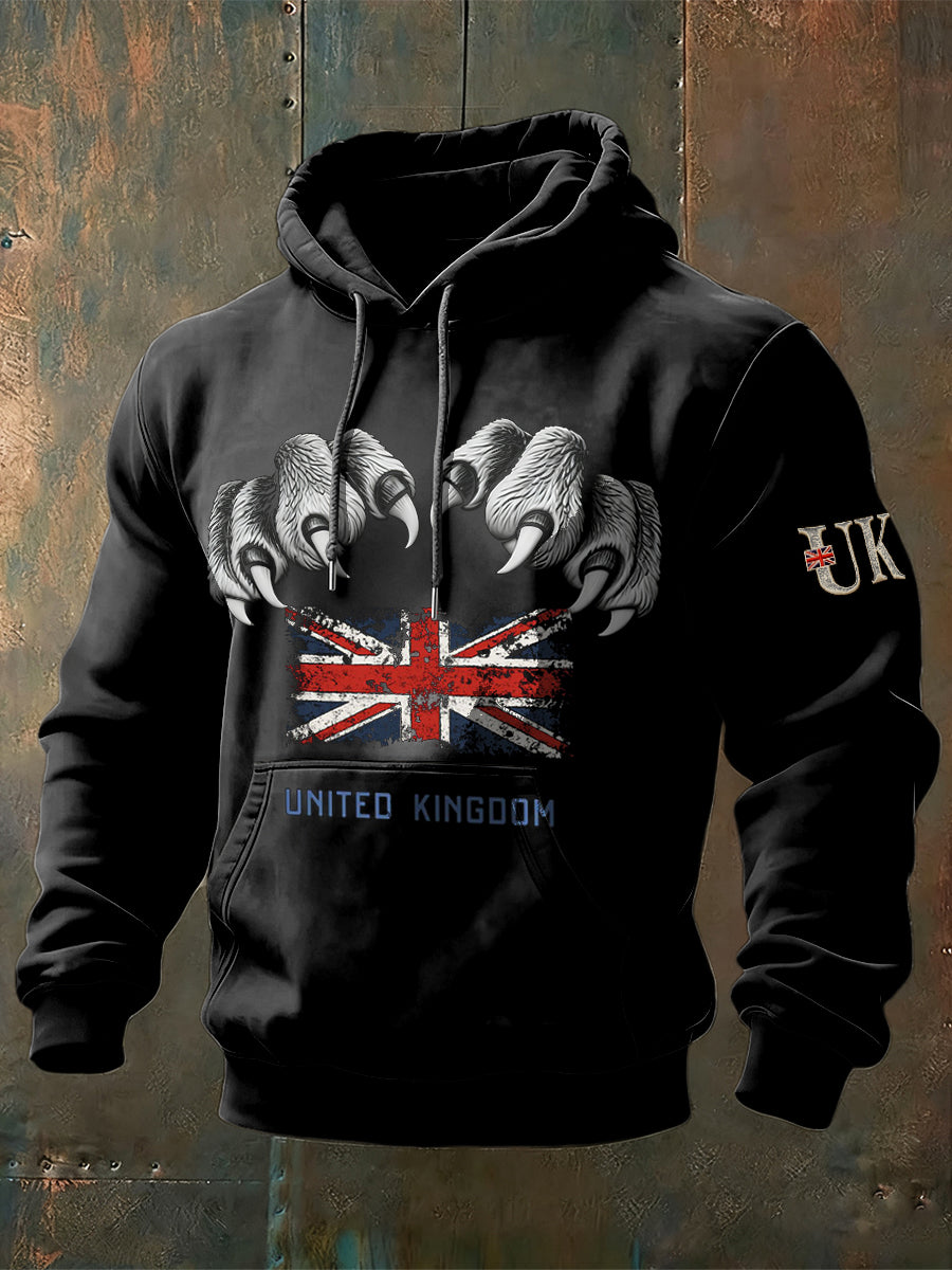 Men's British Flag Black Casual Hoodie