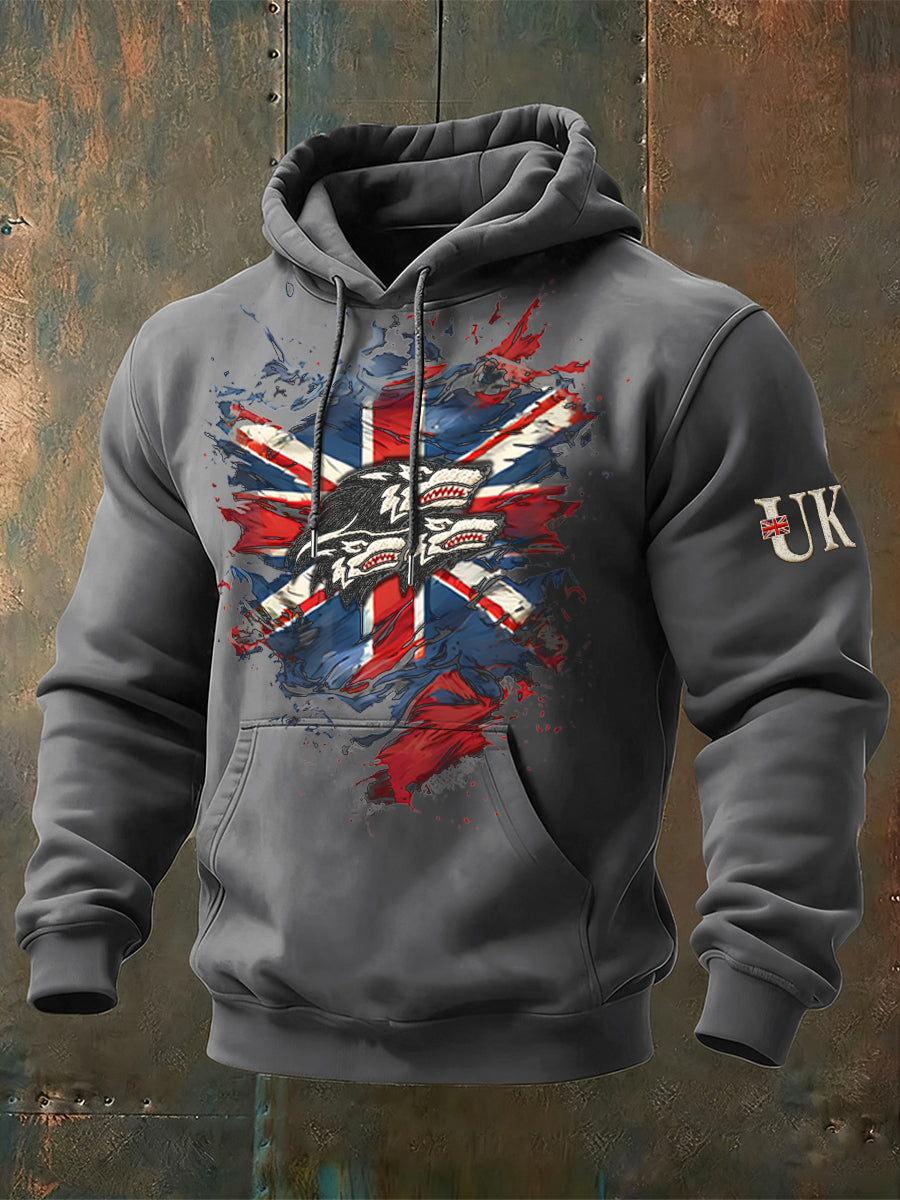 Men's British Flag Wolf Casual Hoodie