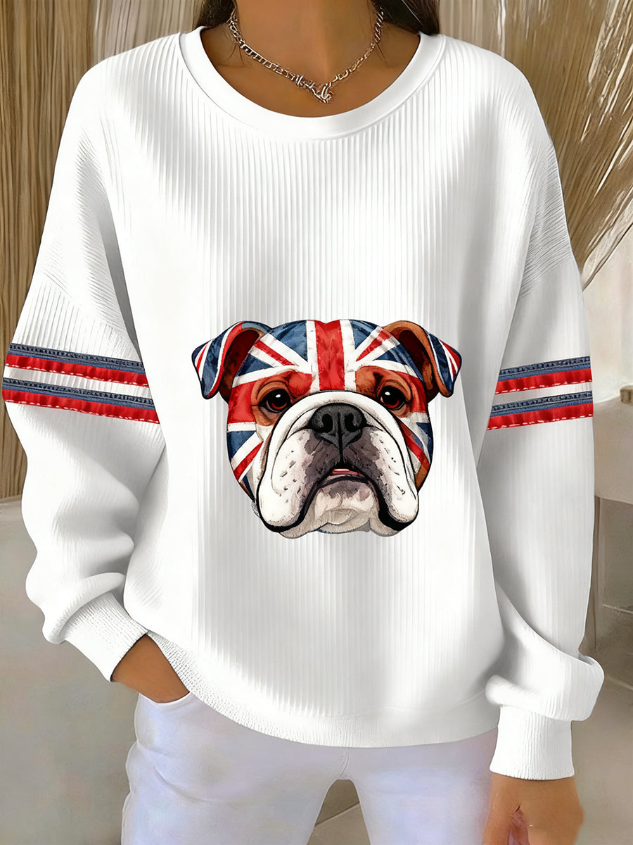 Women's British Style Printed Casual Sweatshirt