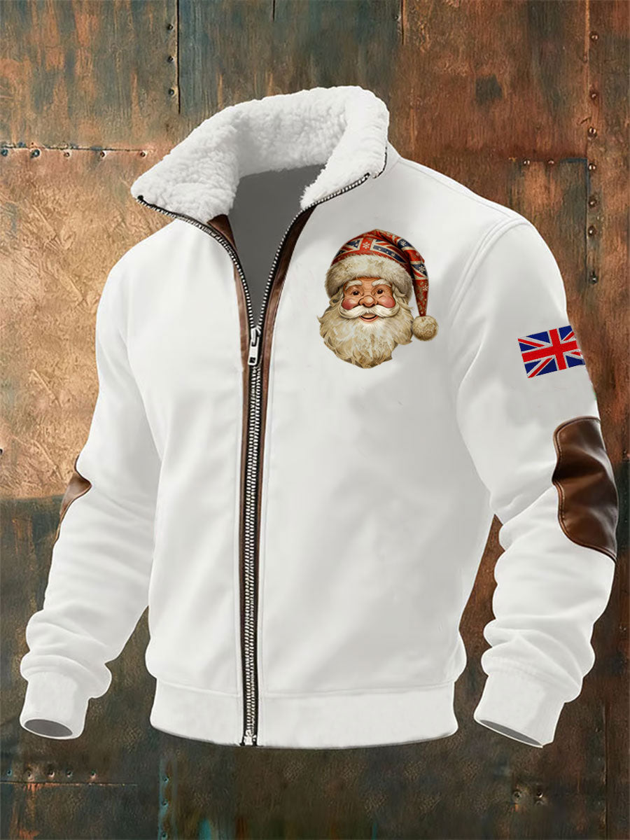 Men's Santa Fur Collar Zip-Up Jacket