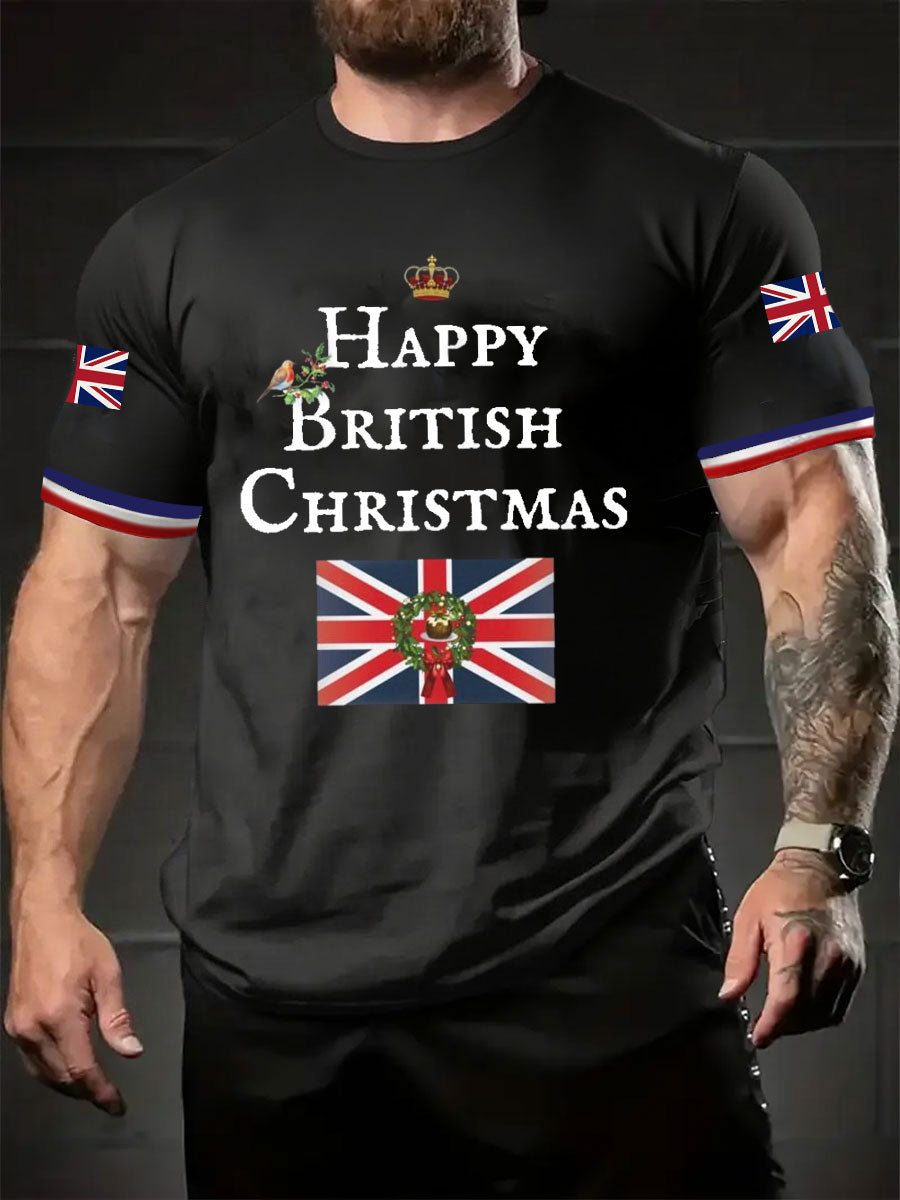 Men's Happy British Christmas Short Sleeves T-shirt
